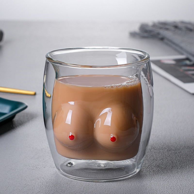 Double Layer Glass Cartoon Drinking Cup