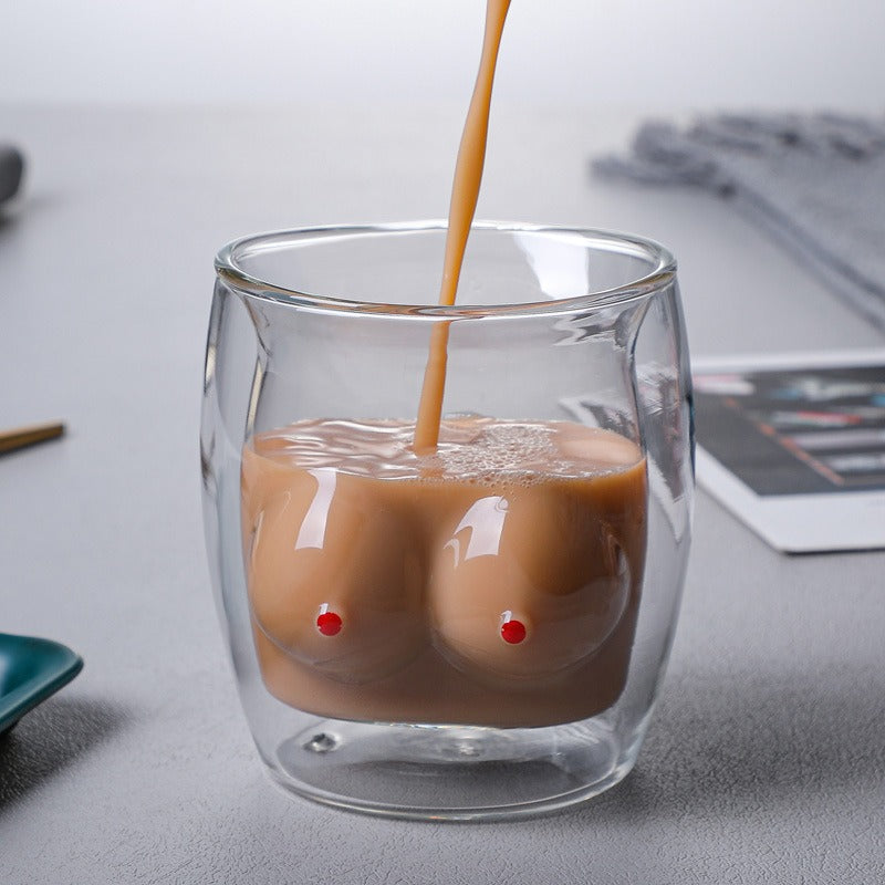 Double Layer Glass Cartoon Drinking Cup