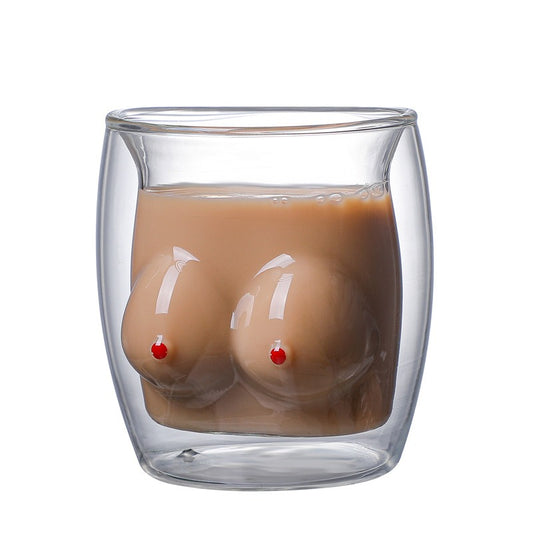 Double Layer Glass Cartoon Drinking Cup