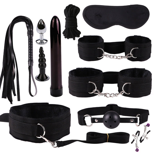 11PCS/SET Nylon Silicone Sex Bondage Set with vibrator